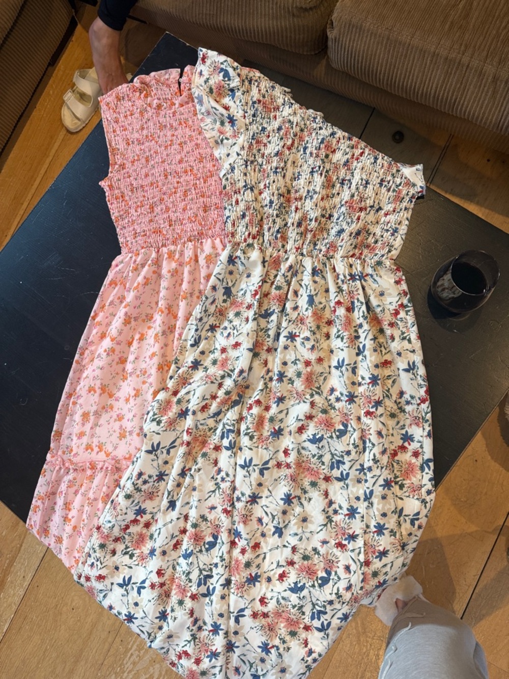 SHEIN Floral Maxi Dress Duo - Pink & Cream